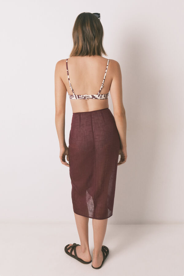 Women'secret Saia páreo 100% algodão marrom estampado