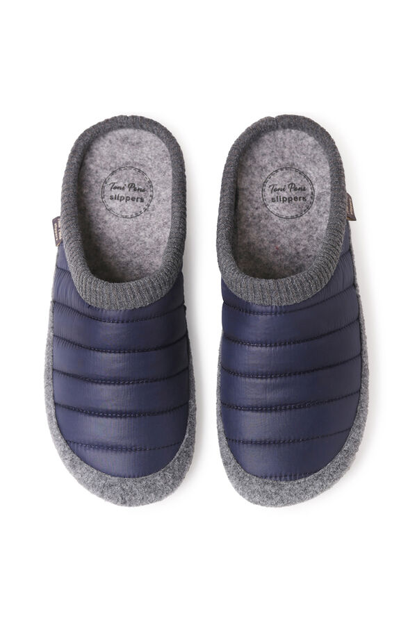 Toni Pons Chinelo para homem estilo tamanco feito de feltro e tecido acolchoado azul