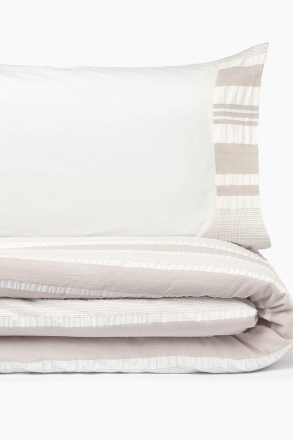 Textura Funda nórdica algodón rayas. Cama 150-160cm. beige