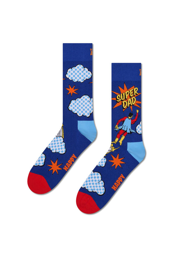 Happy Socks Pacote de 2 meias Super Dad azul