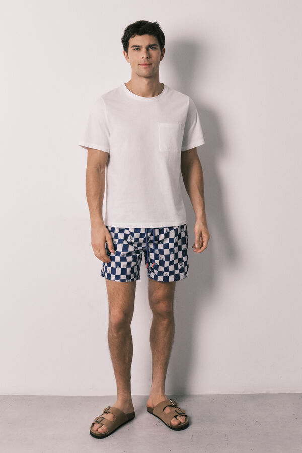 Women'secret Fato de banho de homem estampado aos quadrados e Looney Tunes azul