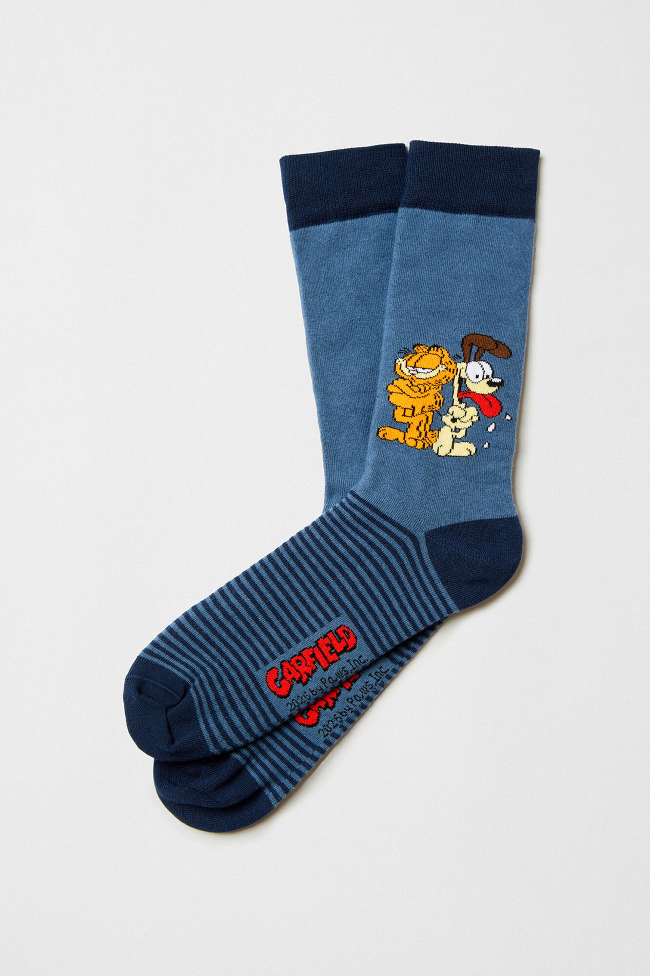Besocks Meias altas Garfield Besocks em algod&atilde;o org&acirc;nico na cor azul