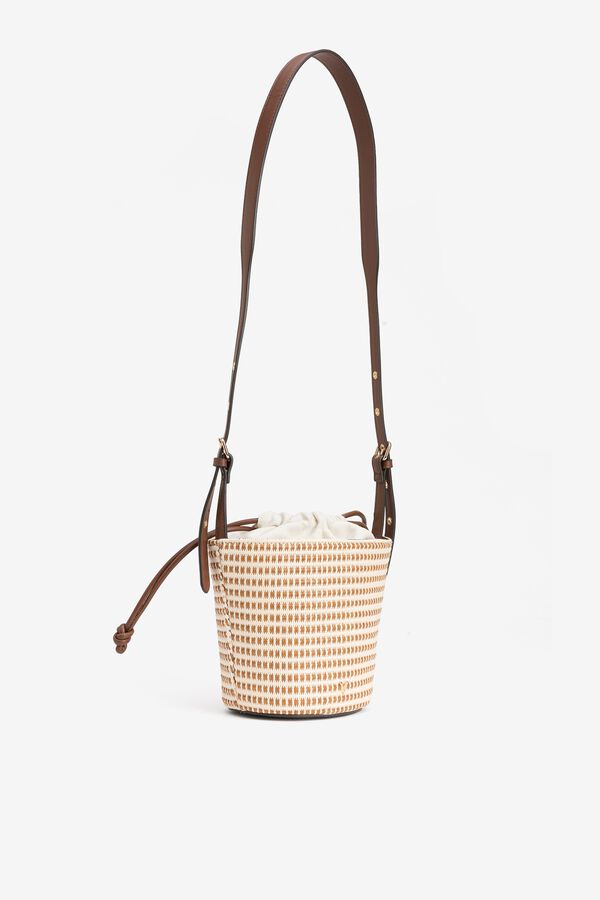 Vilanova Bucket bag efeito palha bicolor cru