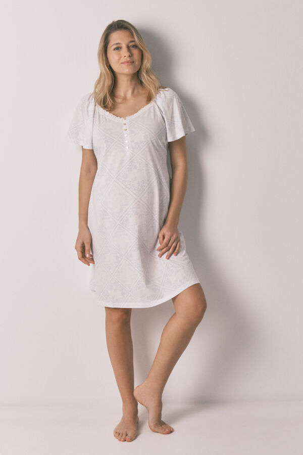 Women'secret Camisa de dormir maternity com folho em algod&atilde;o azul azul