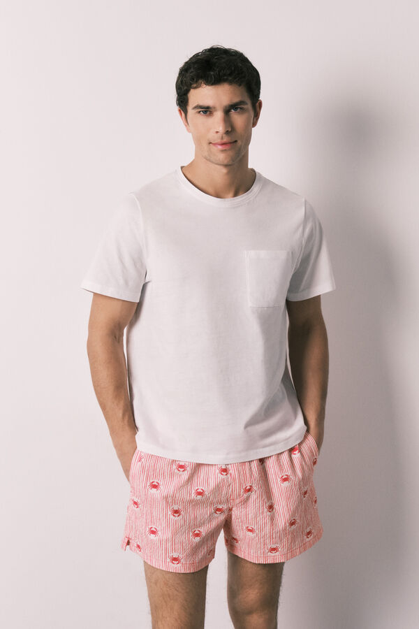 Women'secret Fato de banho de homem estampado riscas e caranguejos borgonha