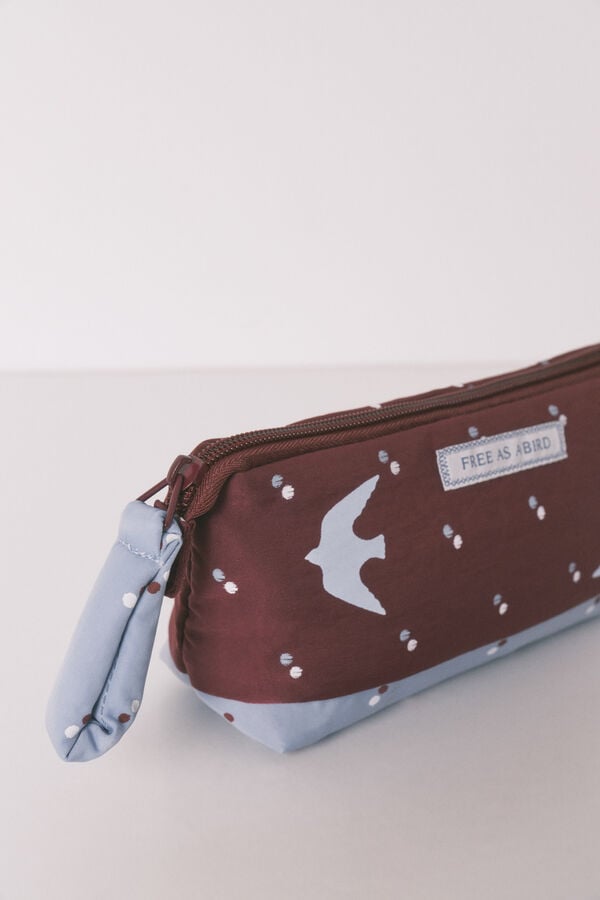 Women'secret N&eacute;cessaire pequeno estampado de p&aacute;ssaros bordeaux vermelho