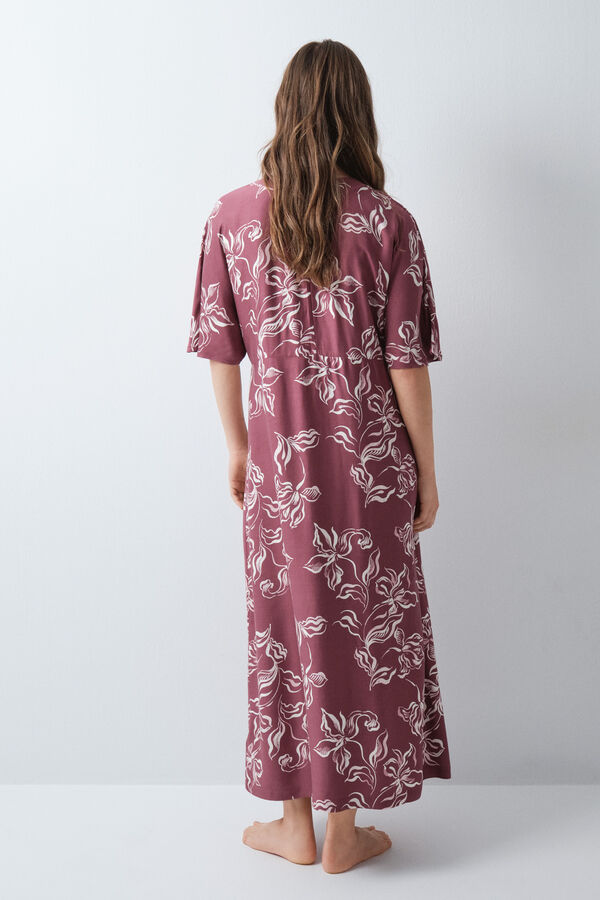 Women'secret Camisa de dormir comprida kaftan gren&aacute; com flores estampado