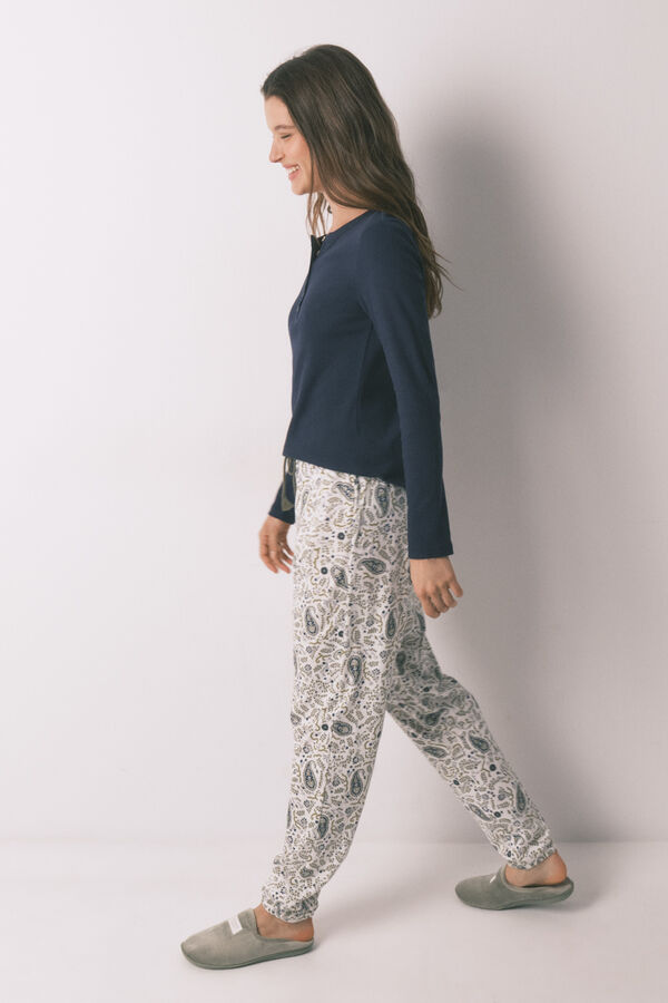 Women'secret Cal&ccedil;as compridas em algod&atilde;o estampado Paisley verde