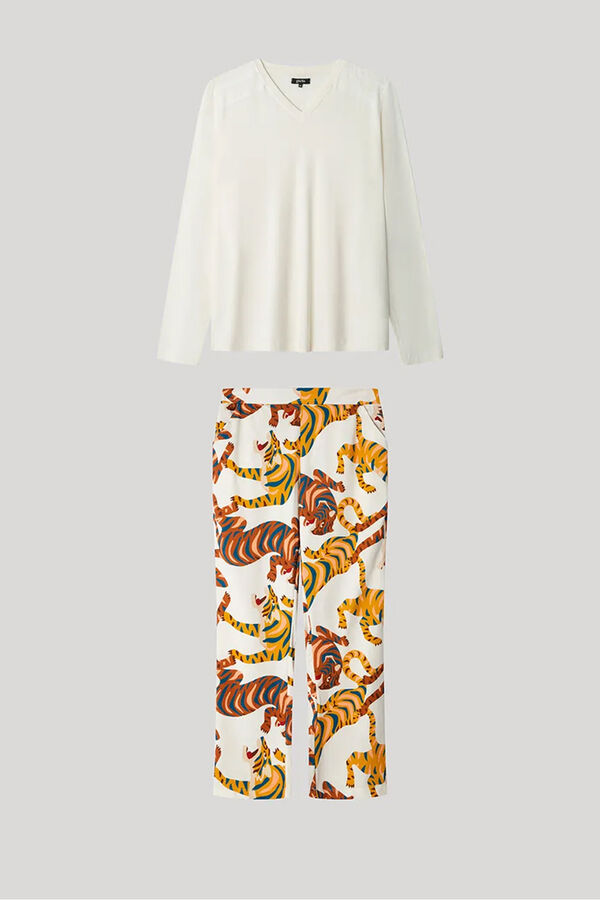 Gisela Conjunto de pijama com estampado de tigre bege