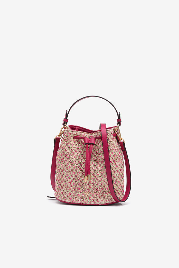Vilanova Straw Effect Bucket Bag pink