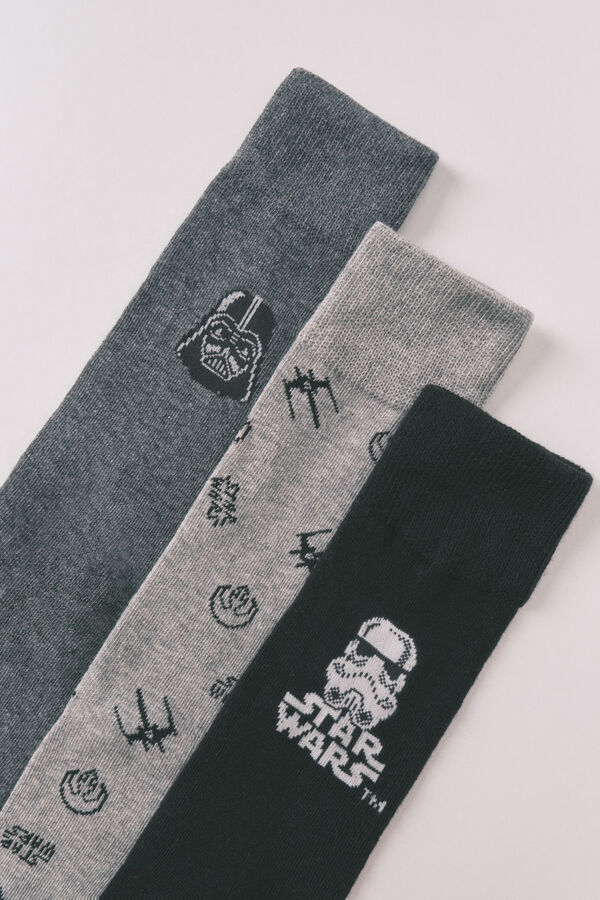 Women'secret Pack com 3 meias longas de algodão Star Wars cinzento