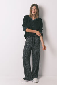 Women'secret T-shirt preta de manga comprida waffle