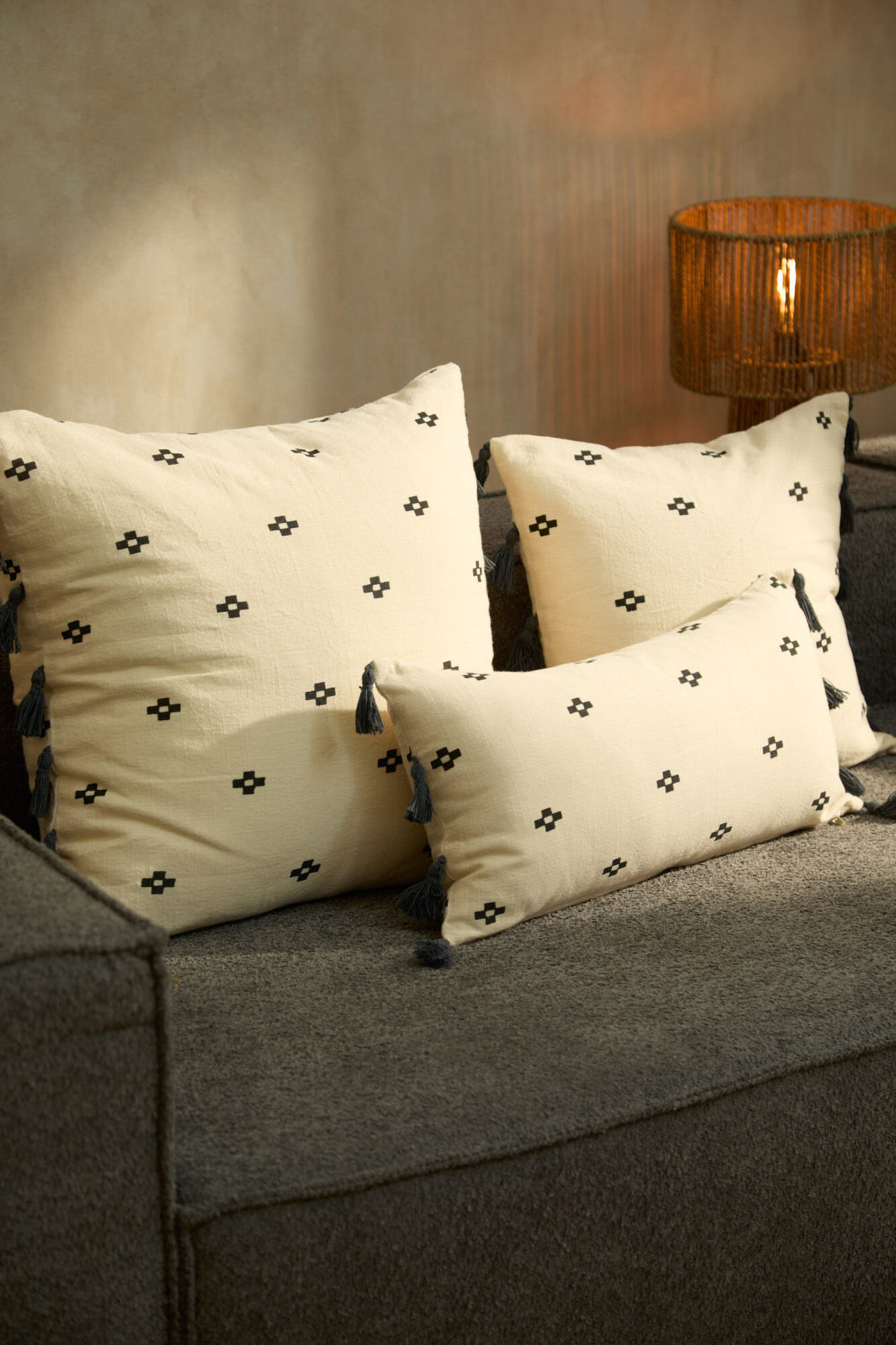 Calma House Capa de almofada quadrada de algod&atilde;o Kobe