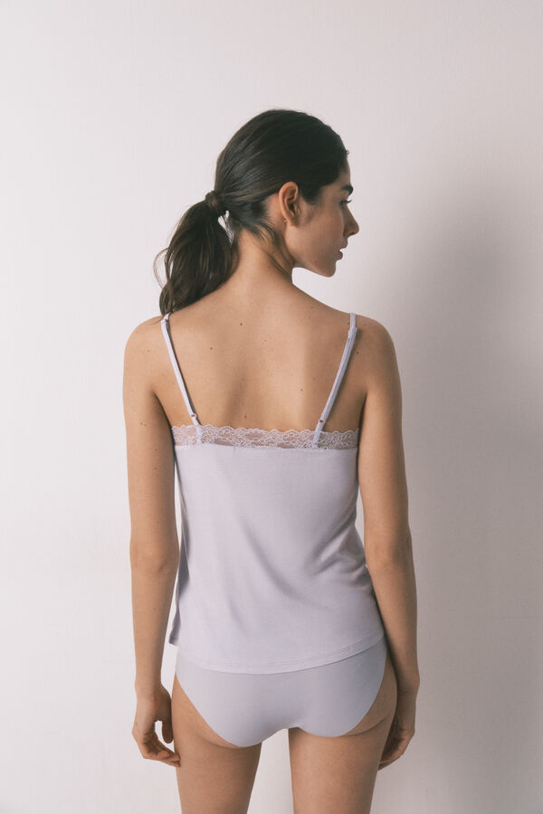 Women'secret T-shirt de al&ccedil;as extrassuave em malha azul azul