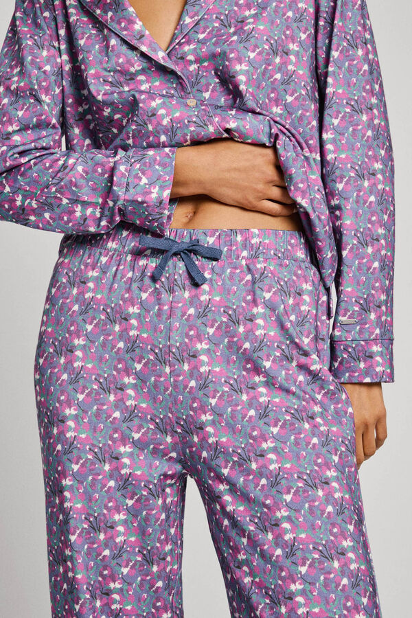 Pepe Jeans Conjunto de pijama camisero largo floral azul