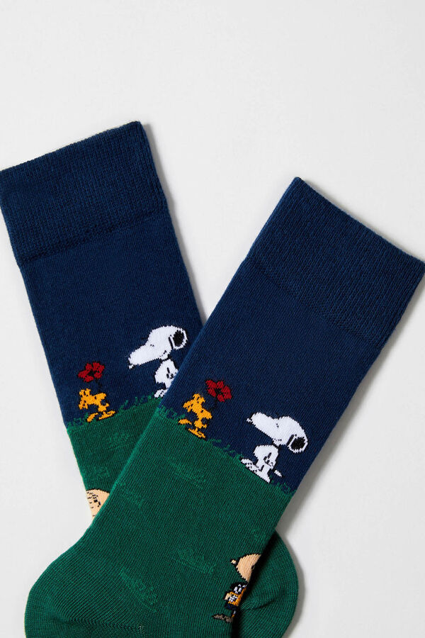 Besocks Calcetines altos Besocks de SNOOPY de algod&oacute;n org&aacute;nico color azul green
