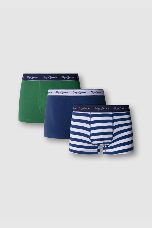 Pepe Jeans Pack 3 boxer liso e riscas verde
