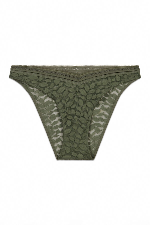 Women'secret Khaki lace classic V-waist panty beige