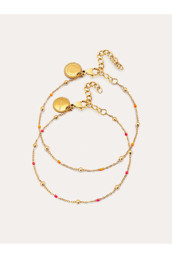 Singularu Pack 2 Pulseiras Amizade em A&ccedil;o Dourado estampado