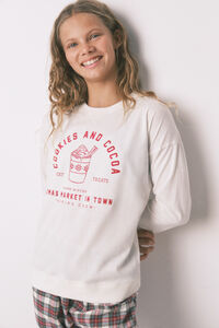 Women'secret Pijama infantil com sweatshirt e calças xadrez