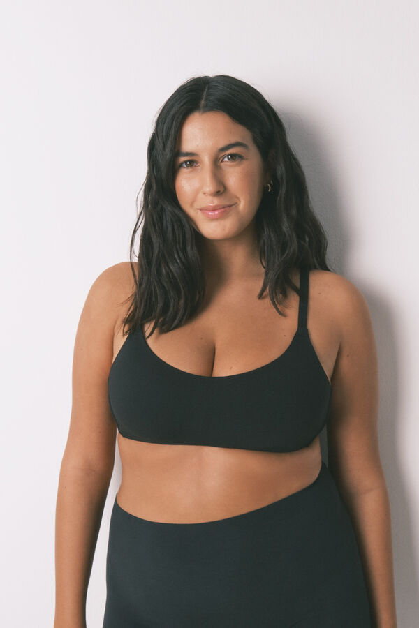 Women'secret Sujetador tipo top algod&oacute;n negro negro