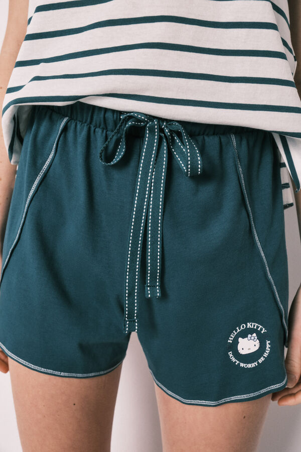 Women'secret Pijama curto Hello Kitty &agrave;s riscas branco