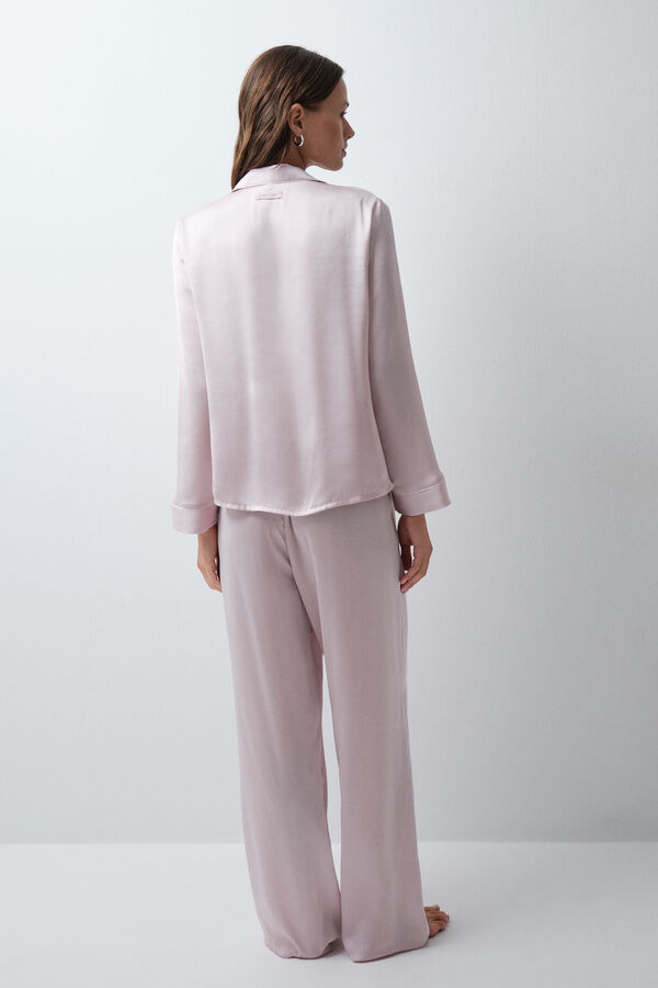 Women'secret Pijama comprido camiseiro acetinado rosa rosa