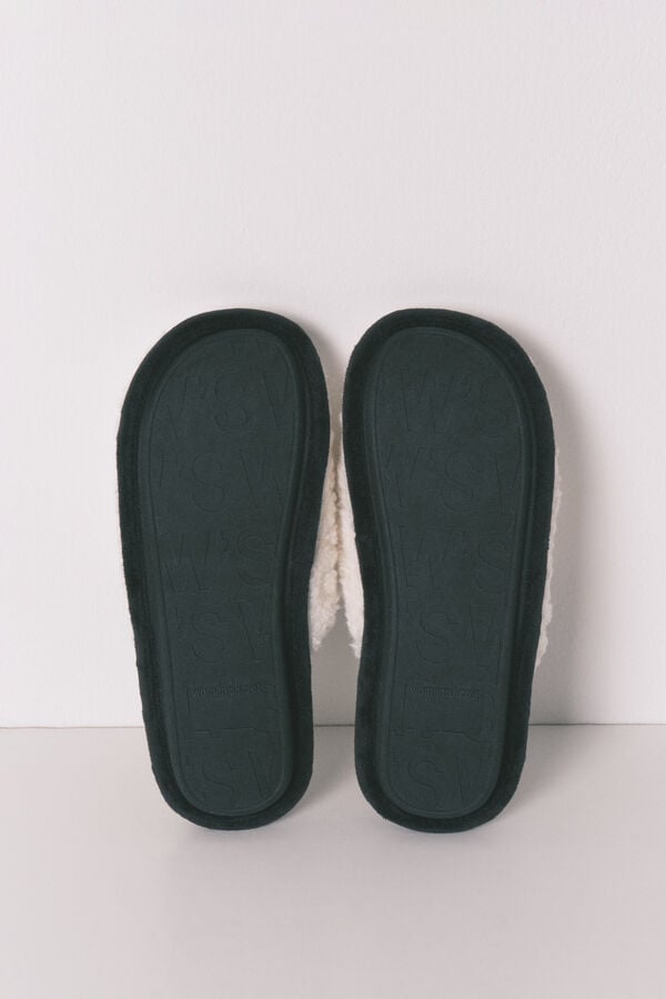 Women'secret Chinelos de quarto em borrego cinza Mafalda bege