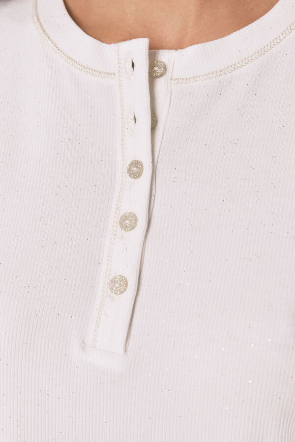 Women'secret T-shirt de viscose branca brilhante de manga bege