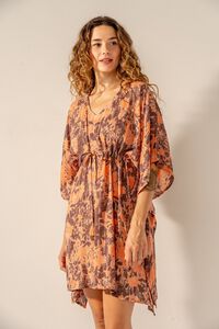Abbacino  Caft&atilde; em algod&atilde;o estampado abstrato laranja