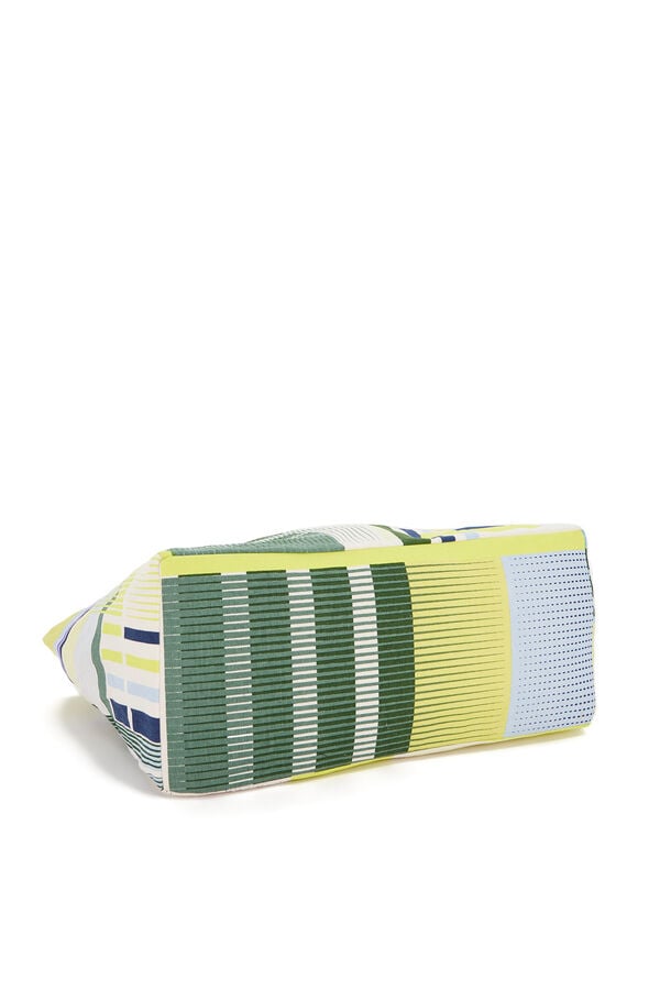 Womensecret Beach bag with green geometric print green