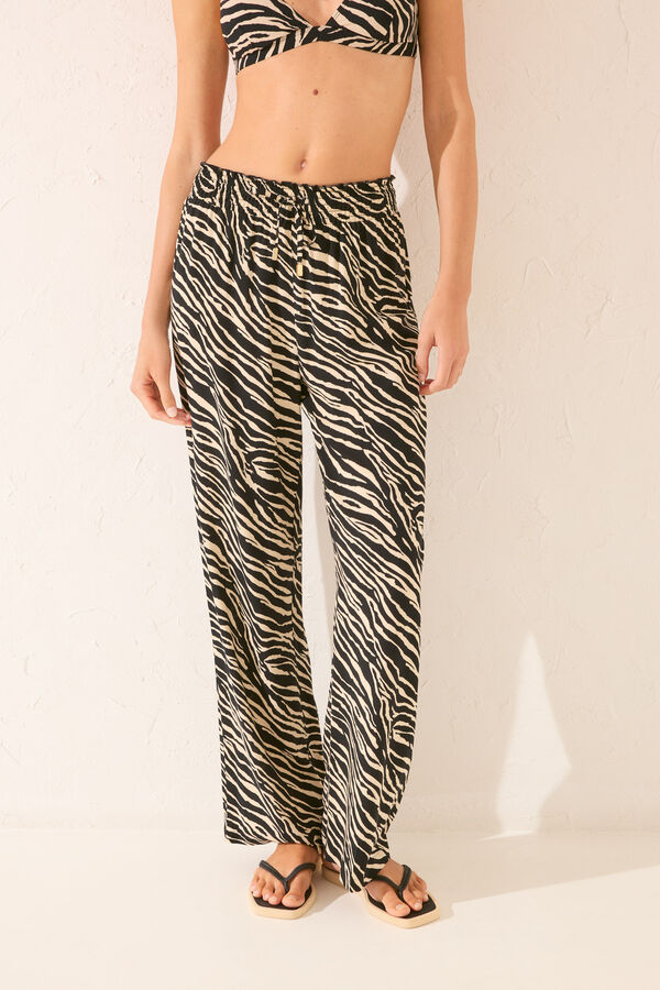 Women'secret Calça comprida estampa animal  preto
