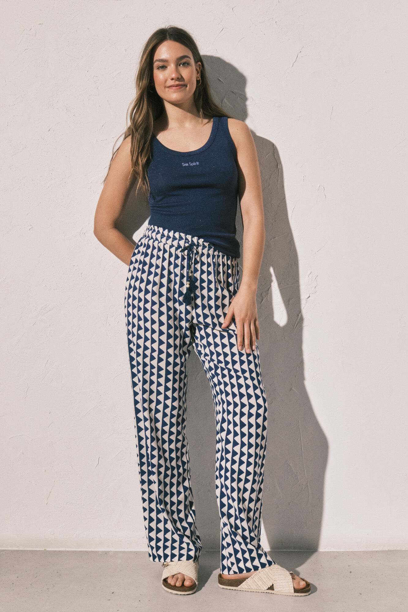 Women'secret Cal&ccedil;a comprida estampada geom&eacute;trica azul
