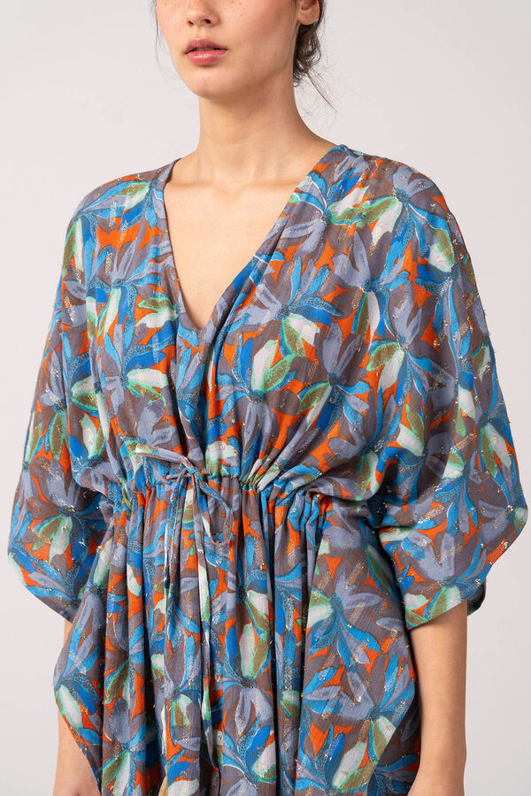 Abbacino Cafetã de mulher de viscose com estampado floral azul azul