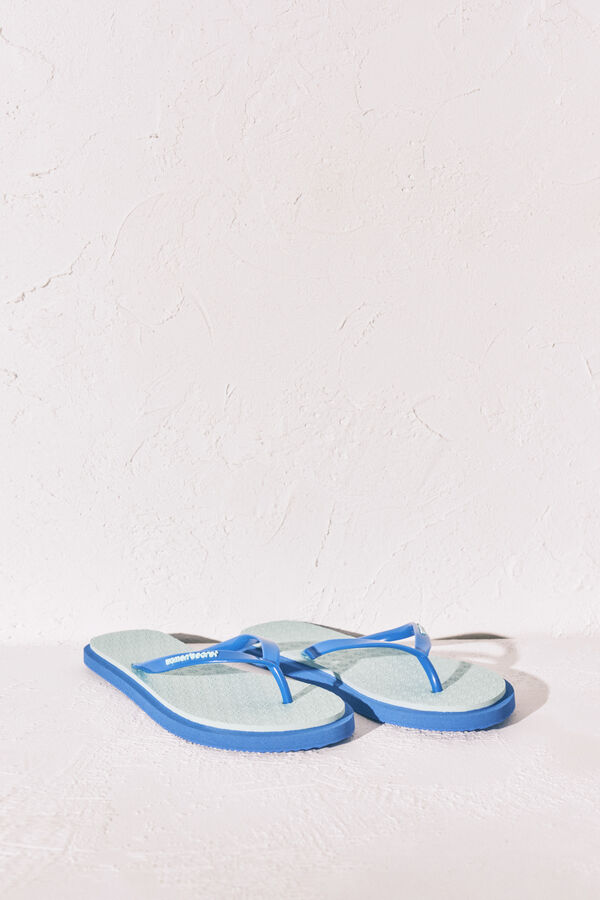 Women'secret Chinelos de dedo com textura floral azul verde