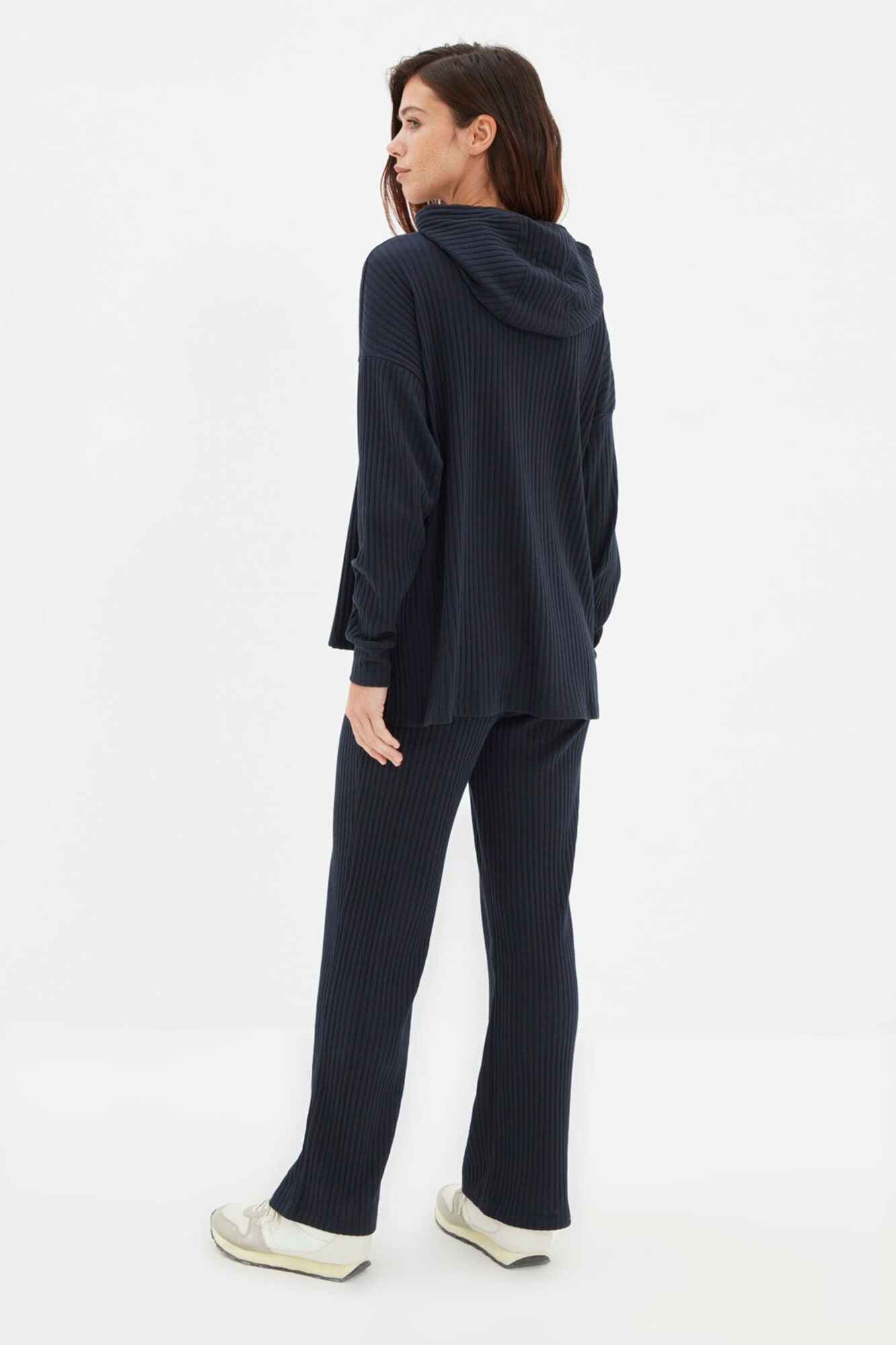 Trendyol Conjunto de pijama com capuz canelado  