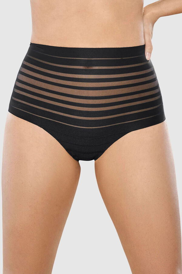 Leonisa Tanga de cintura alta com compress&atilde;o abdominal suave preto