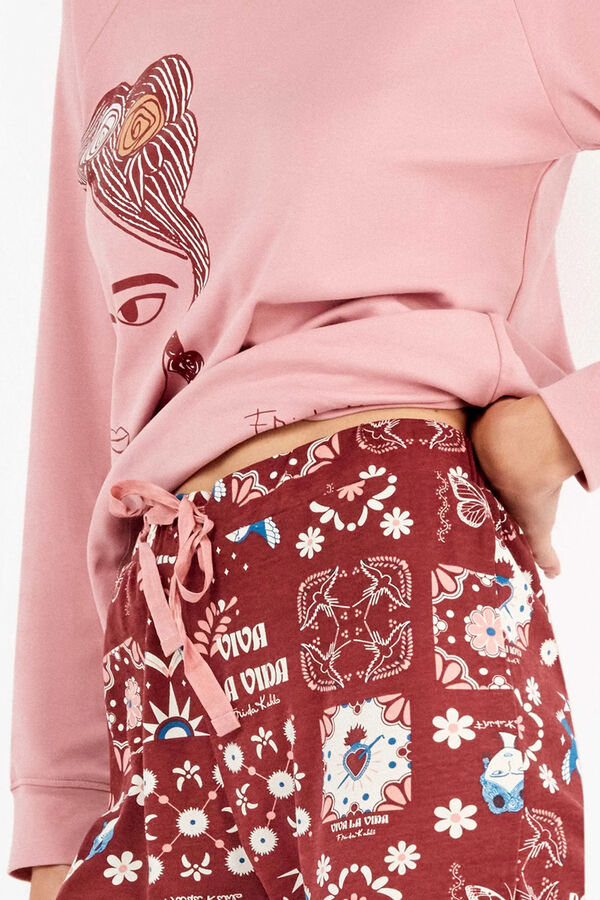 Gisela Conjunto de pijama malha Frida Kahlo rosa