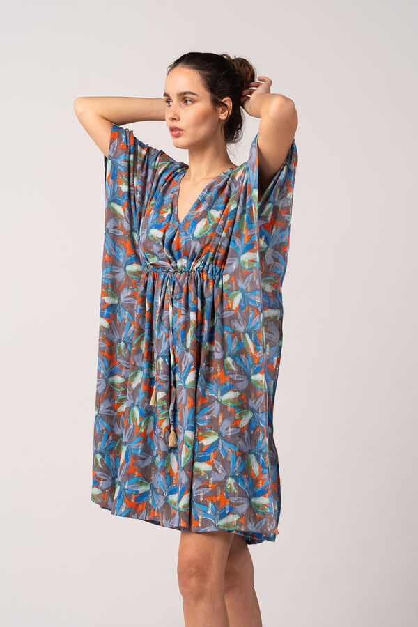 Abbacino Cafetã de mulher de viscose com estampado floral azul azul