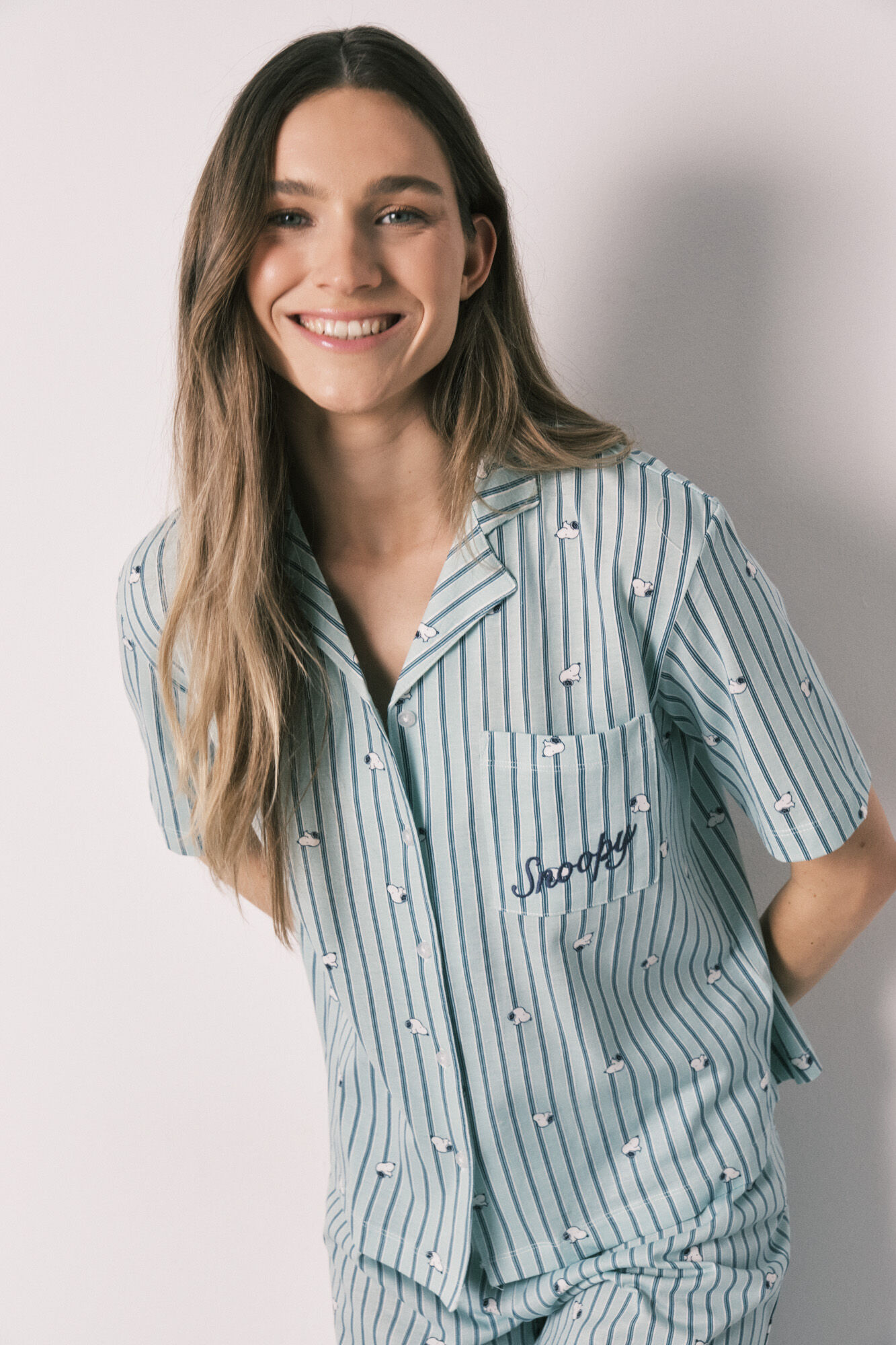 Women'secret Pijama camiseiro Snoopy em algod&atilde;o verde