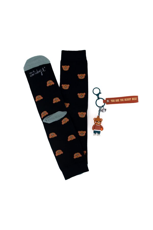 Mr. Wonderful Kit de meias + porta-chaves - You are the beary best estampado