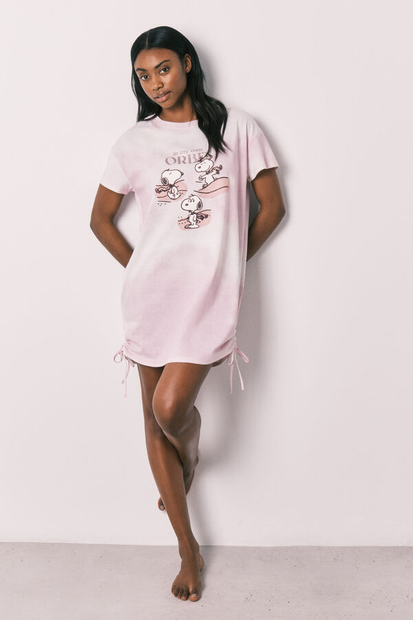 Women'secret Camisa de dormir curta em algod&atilde;o Snoopy rosa rosa
