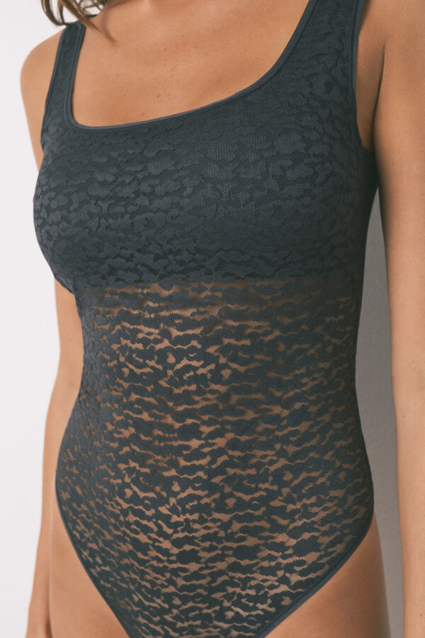 Women'secret Body encaje animal print gris gris