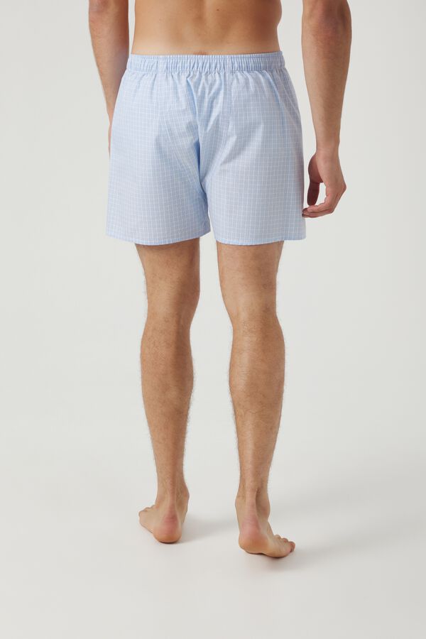 Kiff-Kiff Boxer em algod&atilde;o azul e branco aos quadrados azul