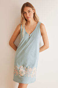 Womensecret Camisa de dormir curta 100% algodão alças azul