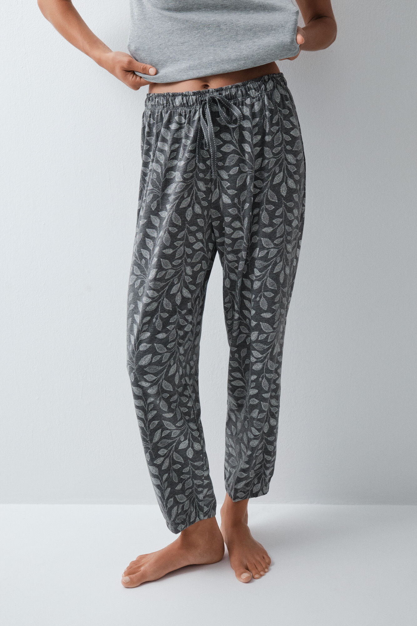 Women'secret Cal&ccedil;a comprida em algod&atilde;o folgada cinza
