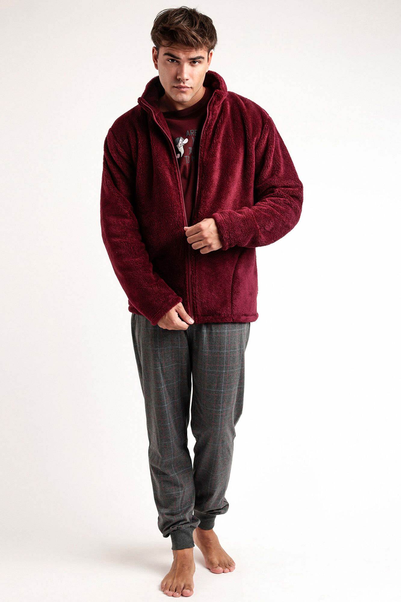 Admas Robe curta manga comprida tecido de pelo Grumpy