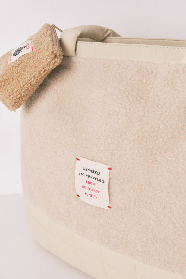 Women'secret Grande bolsa acolchoada bege do Snoopy bege