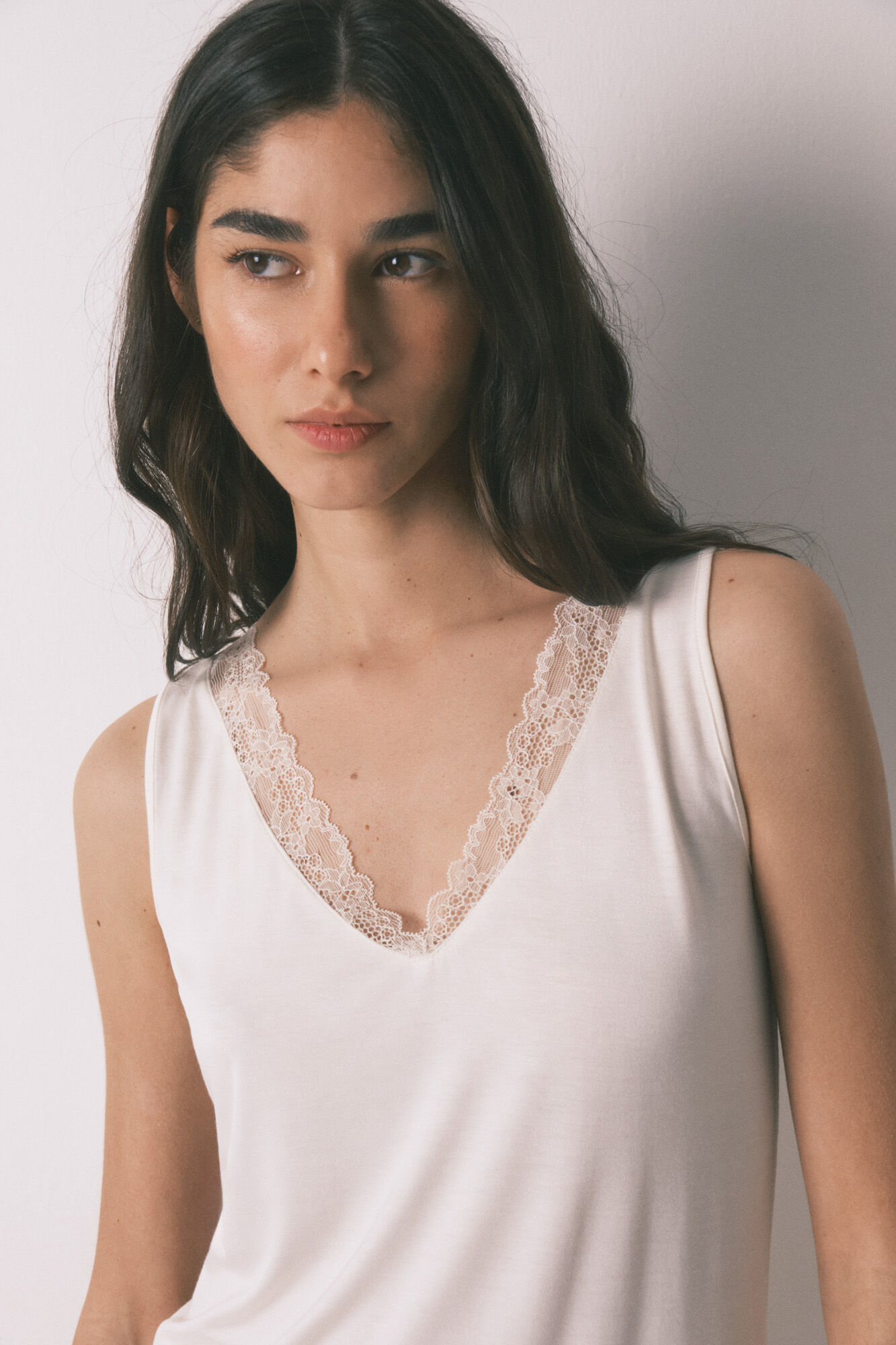 Women'secret T-shirt de malha extrassuave bege