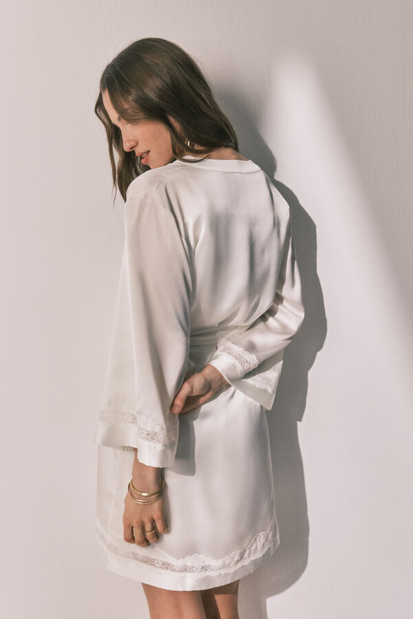 Women'secret Robe comprida em cetim bege bege